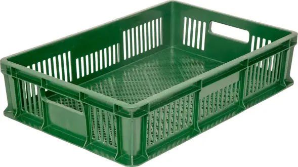 Ящик пластиковый перфорированный, 600x400x140 мм, 27 л, зеленый [705.01.01]
