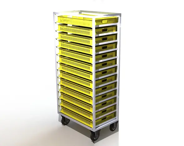 Тележка для хлебных ящиков 95 мм односторонняя