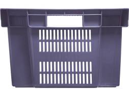 Ящик пластиковый с перфорированными стенками и сплошным дном, 600х400х250 мм, серый [125-1]