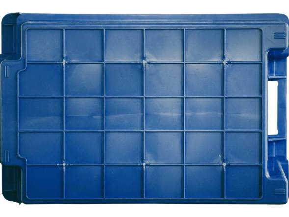 Ящик пластиковый с перфорированными стенками и сплошным дном, 600х400х250 мм, синий [125-1]