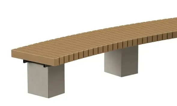 Скамейка стальная «Радиус» на бетонных опорах без спинки 3,65 м