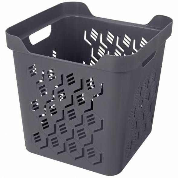 Ящик с крышкой универсальный Deluxe, 286x286x286 мм, 18л, серый