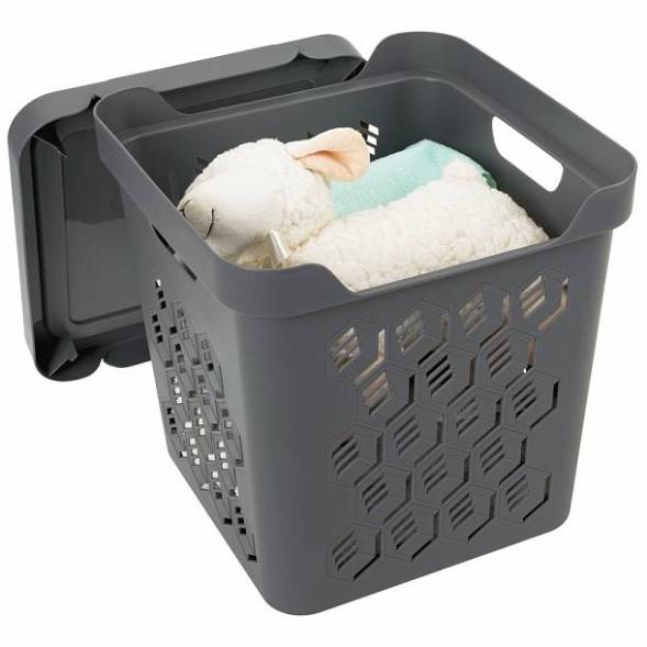 Ящик с крышкой универсальный Deluxe, 286x286x286 мм, 18л, серый