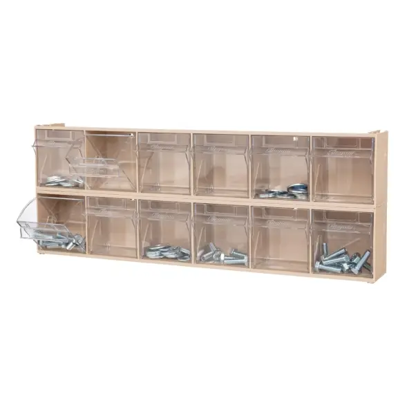 Короб откидной Стелла-техник F-600-6-B, 600х96х112 мм, 6 ячеек, бежевый, прозрачный