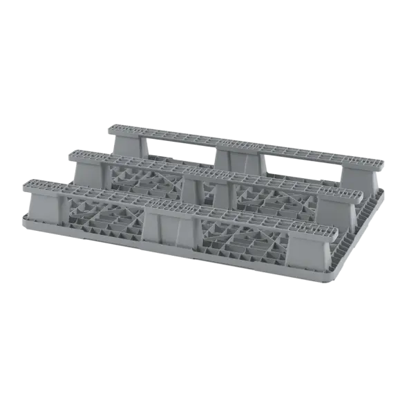 Легкий перфорированный пластиковый поддон 1200х800х150 с тремя полозьями