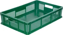 Ящик пластиковый перфорированный, 600x400x140 мм, 27 л, зеленый [705.02.01]