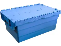 Ящик пластиковый сплошной с крышкой SPKM, 600x400x255 мм, 60 л, синий [SPKM 250]