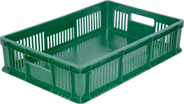 Ящик пластиковый перфорированный, 600x400x140 мм, 27 л, зеленый [705.02.01 м]