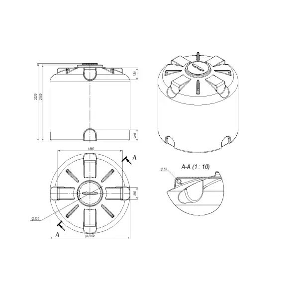 Емкость пластиковая для хранения удобрений (КАС/ЖКУ) ЭКОПРОМ TR, 8000 л, красный [107.8002.101.0]