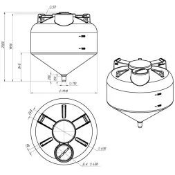 Емкость ЦКТ 3000 л с патрубком 110мм с фланцем под плотность до 1,5 г/см³ белая