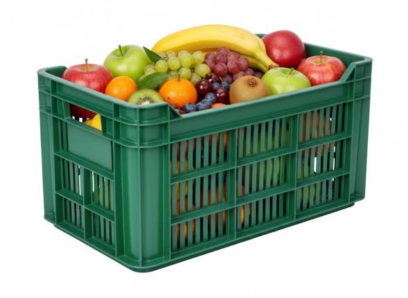 Ящик пластиковый перфорированный, 500x300x264 мм, 39,6 л, зеленый [112]