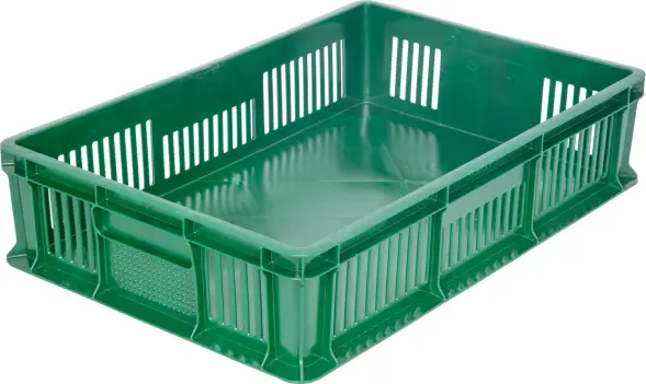Ящик пластиковый перфорированный, 600x400x140 мм, 27 л, зеленый [705.02.02 м]