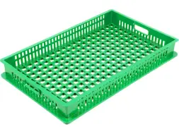 Ящик пластиковый перфорированный, 740x465x95 мм, 23 л, зеленый [404-095-02]
