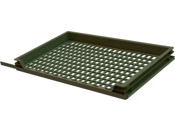 Ящик пластиковый перфорированный для хлебных и кондитерских изделий, 740х440х65 мм, 14 л, зеленый [12.434]