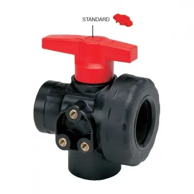 Кран шаровый G2 3-ходовой проточный ВР-ВР-ВР пластик Италия