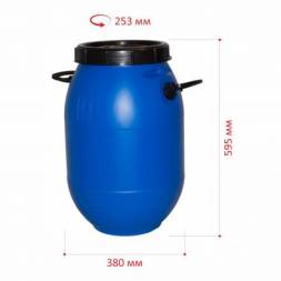 Бочка пластиковая с резьбовой крышкой и ручками, 50 л, синий [БП50.04/03]