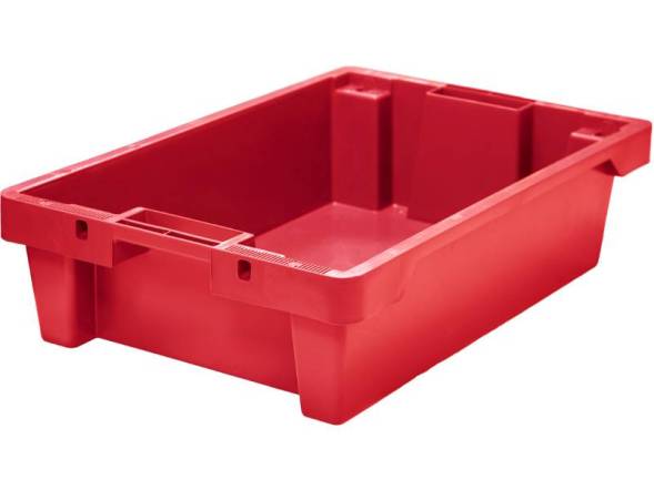 Ящик пластиковый со сплошными стенками и дном, 600х400х150 мм, красный [225-1]