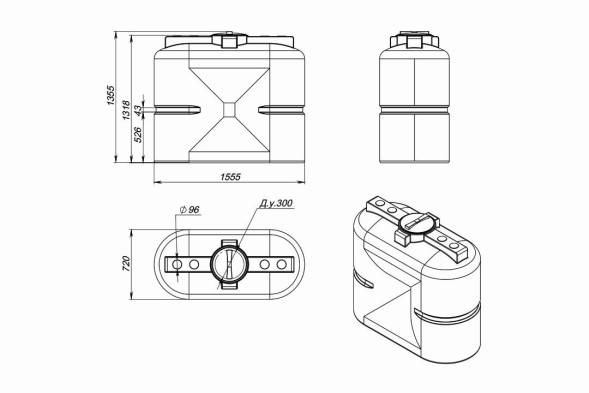 Емкость S 1000л OIL белая