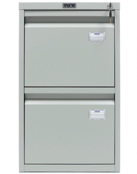 Шкаф металлический картотечный (картотека) ПРАКТИК A-42, А4, 2 ящика, 685x408x485 мм