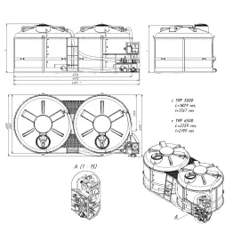 Комплект ПОЛНОГО слива с заправочным модулем и площадкой для мотопомпы G3 на две емкости TRF