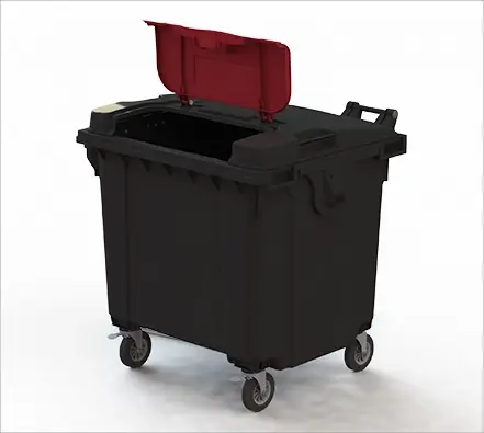 Мусорный контейнер 1100 л на колесах с крышкой TwinLid Черный