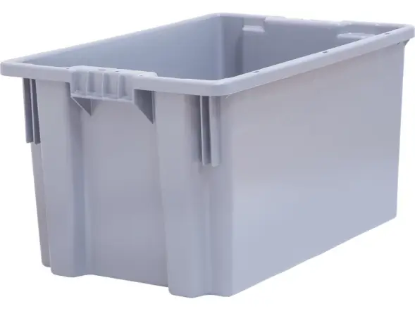 Ящик пластиковый сплошной с гладким дном, 600х400х300 мм, серый [601 ГД ВС]