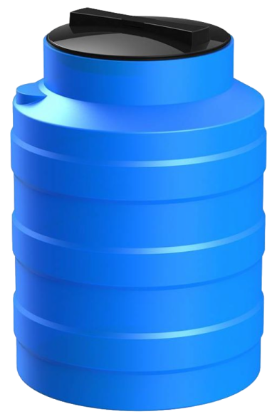 Бочка (емкость) пластиковая вертикальная с крышкой, 100 л, черный [TV100S1]