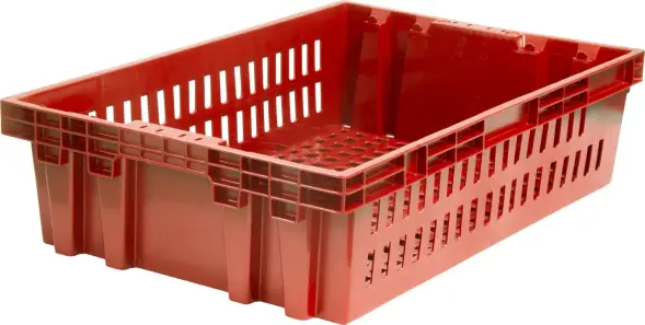 Ящик пластиковый перфорированный, 600x400x152 мм, 27 л, красный [403-2]