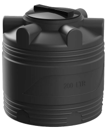Бочка (емкость) пластиковая вертикальная с крышкой, 200 л, черный [TV200S2]