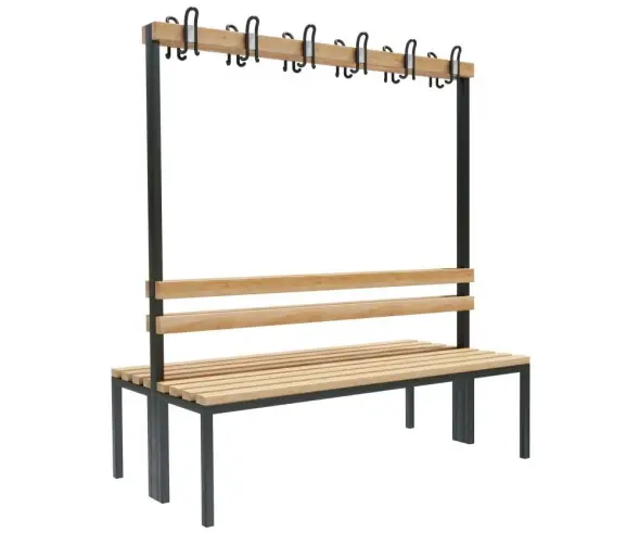 Скамейка с вешалкой для раздевалок «Бэйсик» двухсторонняя 1,5 м