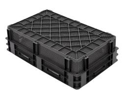 Ящик пластиковый перфорированный, 730х455х200 мм, черный [730455200-02]