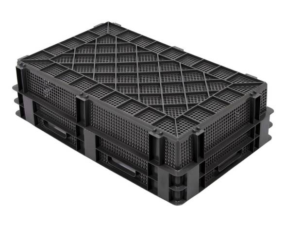 Ящик пластиковый перфорированный, 730х455х200 мм, черный [730455200-02]