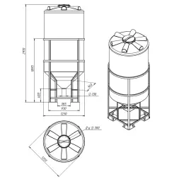 Емкость ФМ 2000л белая в обрешетке