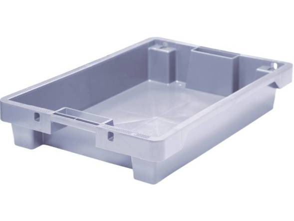 Ящик пластиковый со сплошными стенками и дном, 600х400х100 мм, серый [224]