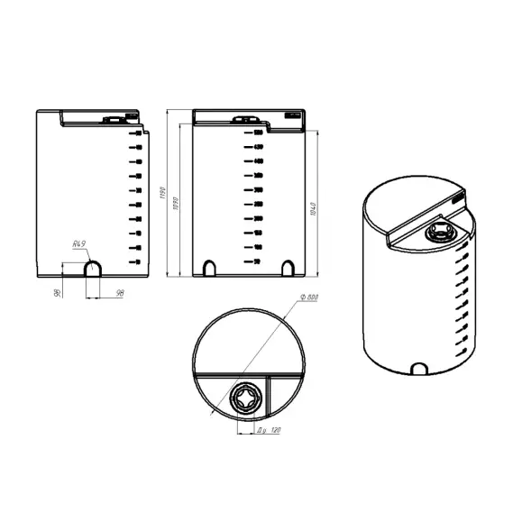 Емкость дозировочная 500л под плотность до 1.6 г/см белая