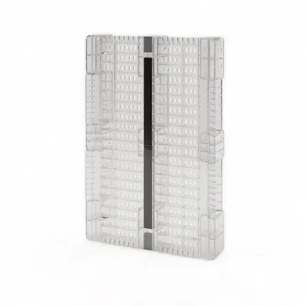 Стеллажный сплошной поддон на трёх полозьях усиленный одной трубой 1200x800x150 с бортиком