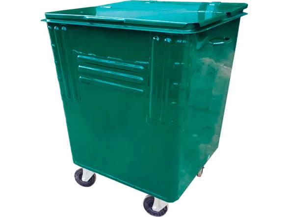 Контейнер для мусора металлический на колесах с крышкой, 750 л (0.75 м³), зеленый [КТБО 0.75-3]
