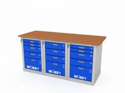 Верстак ДВК с 3 тумбами WOKER PRO 3545.1800