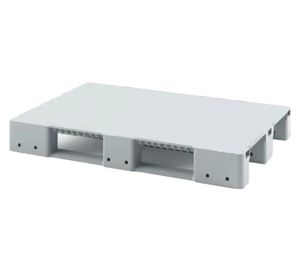 Стеллажный сплошной поддон на трёх полозьях усиленный одной трубой 1200x800x150 без бортика