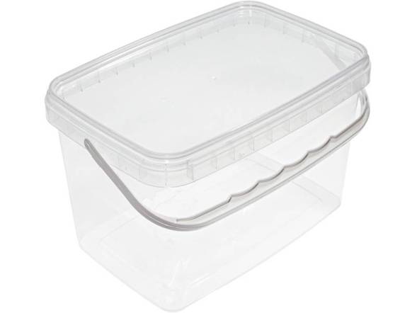 Ведро пластиковое прямоугольное с прозрачной крышкой, 2 л [3675]