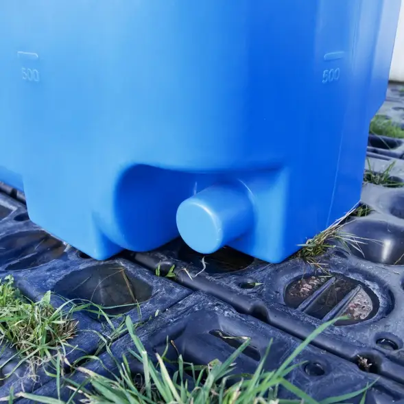 Емкость ST 2000л с патрубками 100мм под плотность до 1.2 г/см3 с откидной крышкой синяя