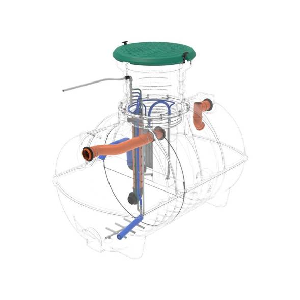 Автономная канализация Rostok Ground 6 с горловиной 600 мм и самотечным отведением, 2800л, черный [5042.2800.899.000]