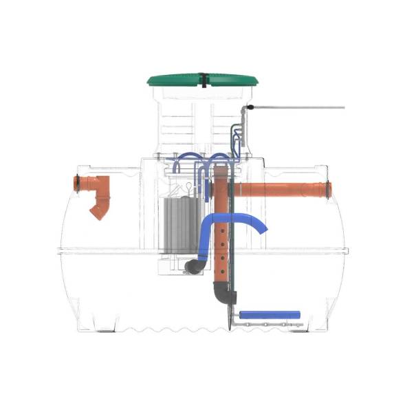 Автономная канализация Rostok Ground 6 с горловиной 600 мм и самотечным отведением, 2800л, черный [5042.2800.899.000]