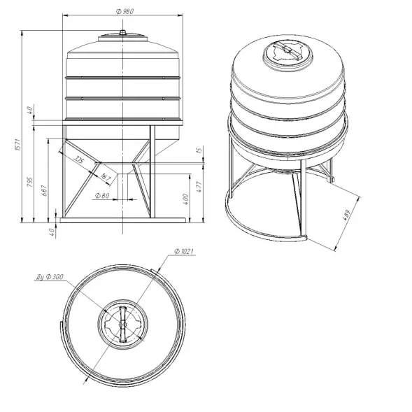 Емкость ФМ 500 л под плотность до 1,5 г/см3 белая в обрешетке