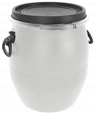 Бочка пластиковая с крышкой, металлическим обручем и ручками, 48 л, 320мм, белый [БП48.02-1/04]