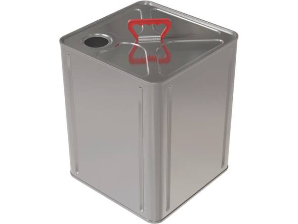 Канистра металлическая квадратная с пластиковой ручкой, 15 л, отверстие под берикап 42мм, серебристый [3785]