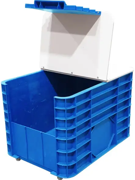 Ящик пластиковый сплошной с накладной крышкой, 710x500x455 мм, 122 л, синий [425 нк]