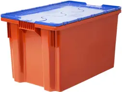 Ящик пластиковый сплошной с крышкой, 600x400x365 мм, 63 л, красный [603-1 SP]