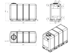 Емкость KR 4000л белая в обрешетке (полный слив)