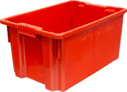 Ящик пластиковый сплошной, 600x400x300 мм, 52 л, красный [601]